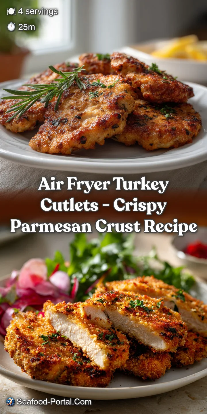 Golden, crispy turkey cutlet with a beautifully browned crust, perfectly contrasted by a tender, juicy interior. Served hot.