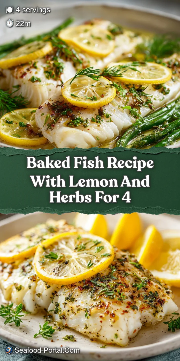 Close-up captures the moist, tender texture of baked white fish, dotted with herbs and glistening lemon zest, promising a ...