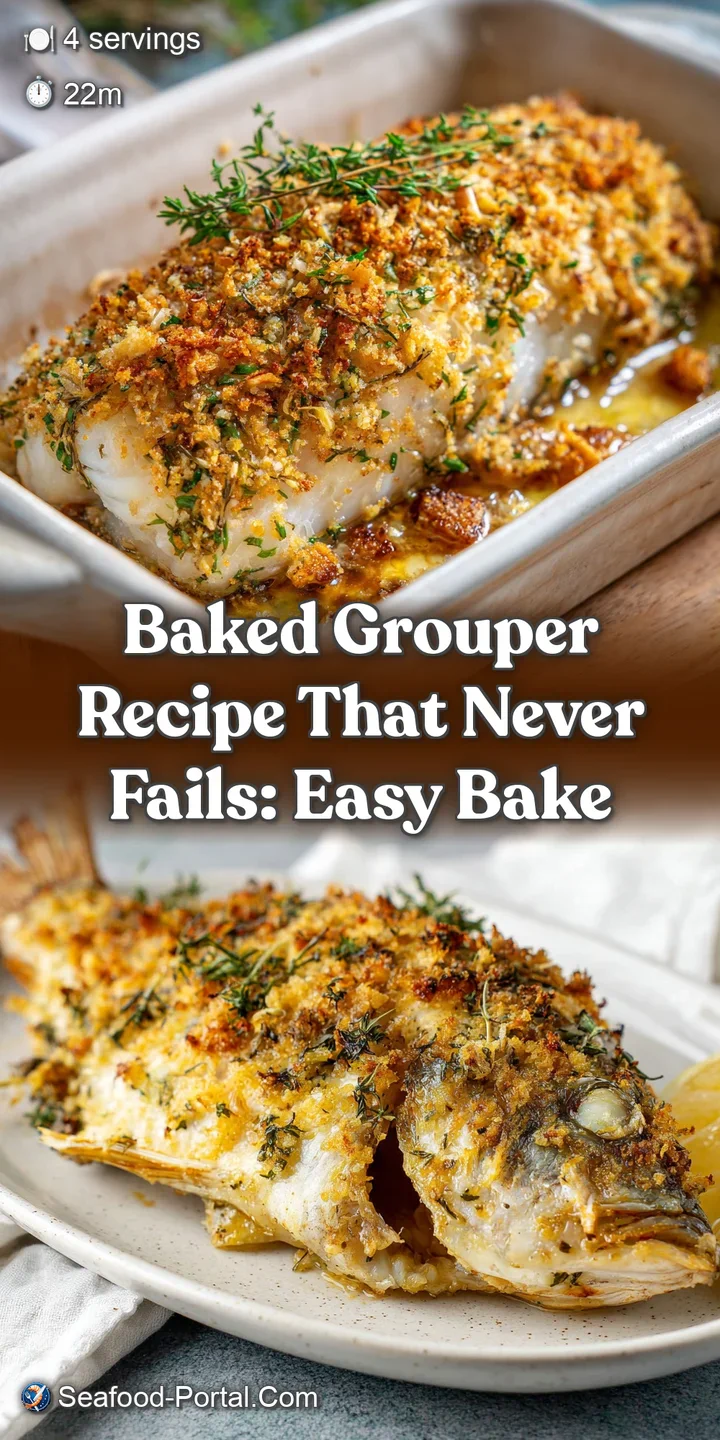 Close-up of tender, flaky grouper showing golden-brown edges and glistening lemon sauce. Herb garnish adds a pop of fresh ...