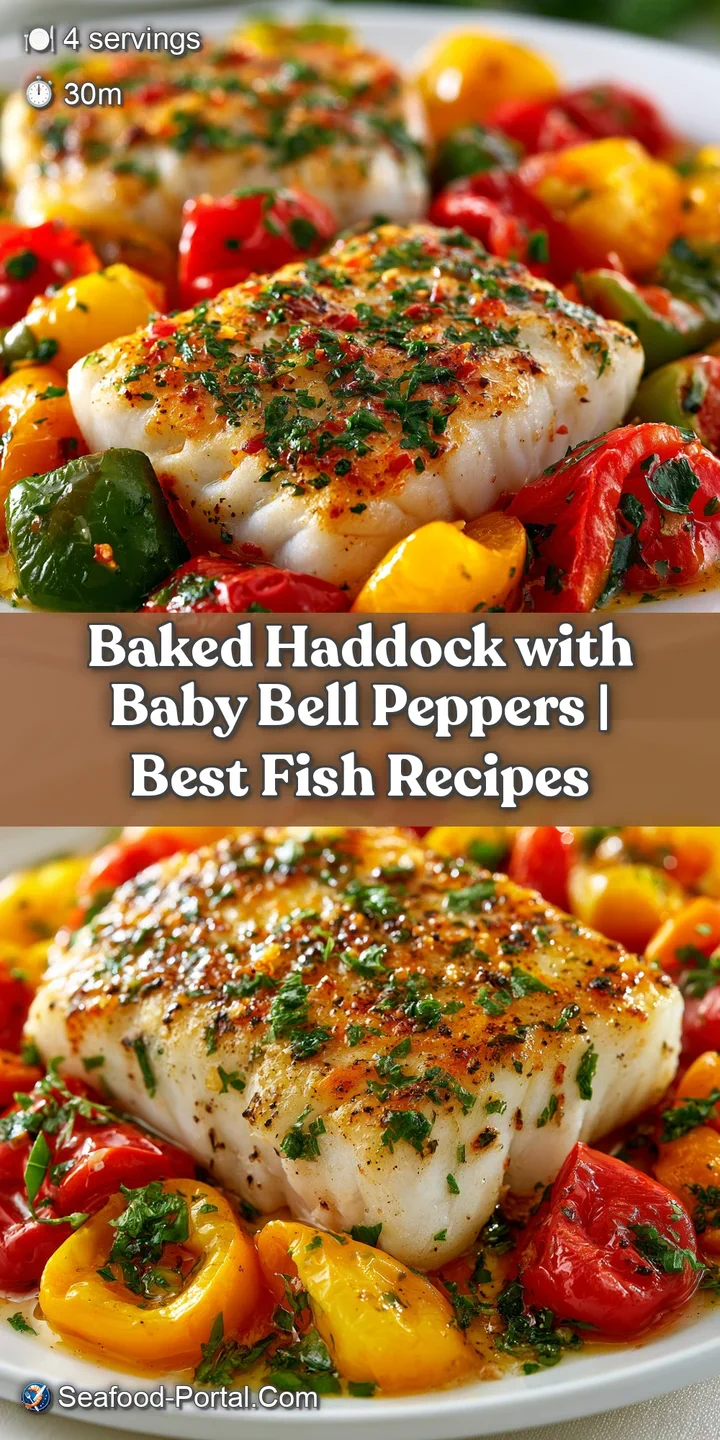 Close-up of tender white fish flakes topped with glistening, softened bell peppers and a drizzle of olive oil.