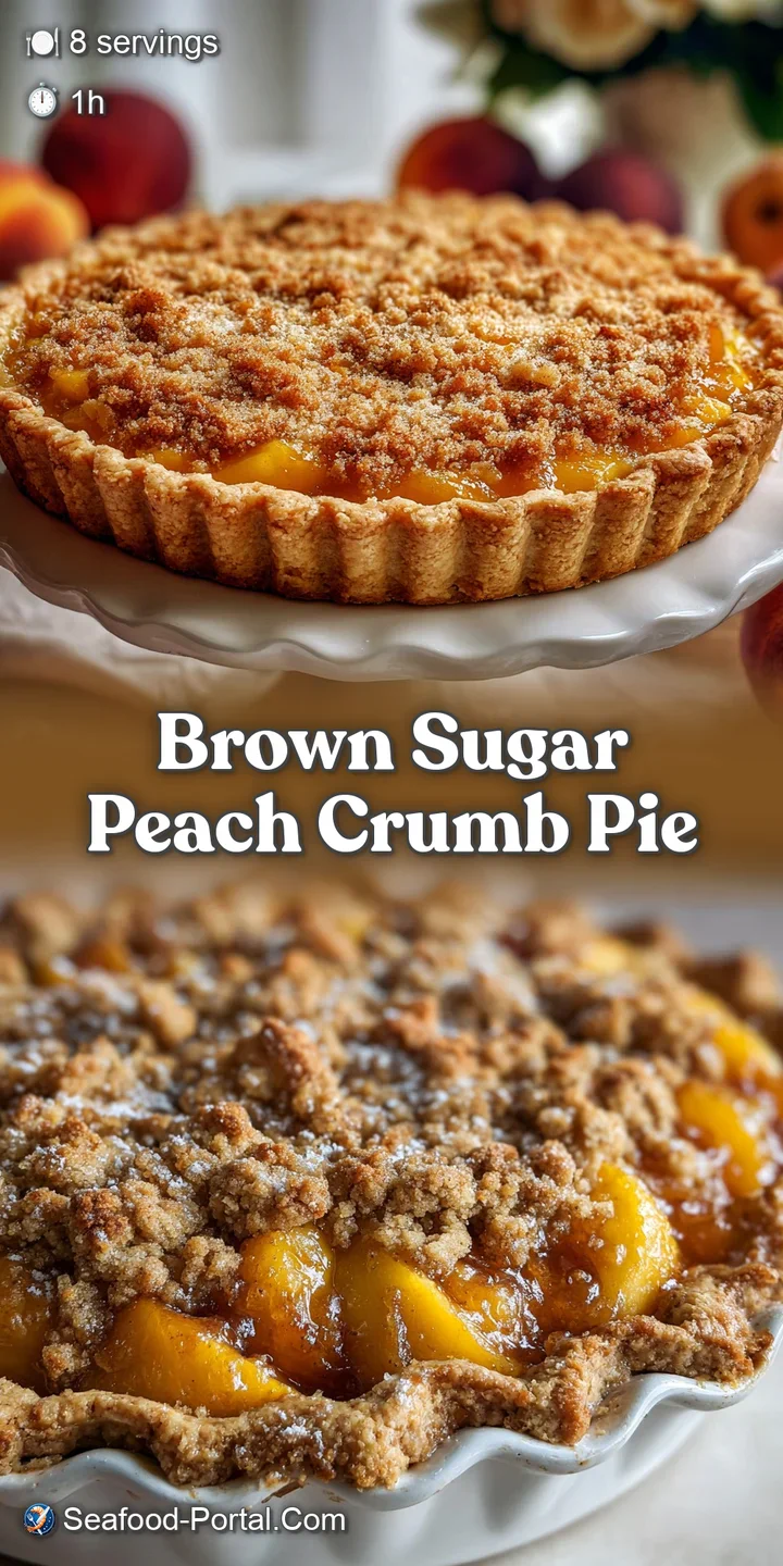 Close-up on a peach pie filling bubbling with warm syrupy juices. Crumb topping glistens, promising a delightful textural ...