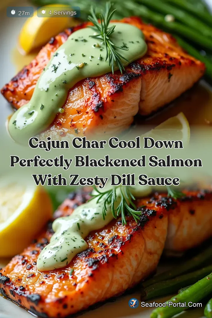 Cajun Char Cool Down Perfectly Blackened Salmon with Zesty Dill Sauce