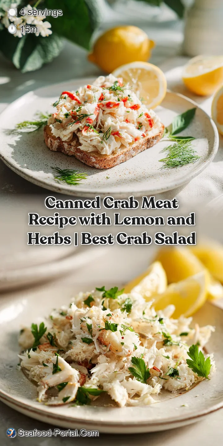 A close-up of moist, tender crab meat mixed with bright parsley and flecks of red pepper, glistening with dressing.