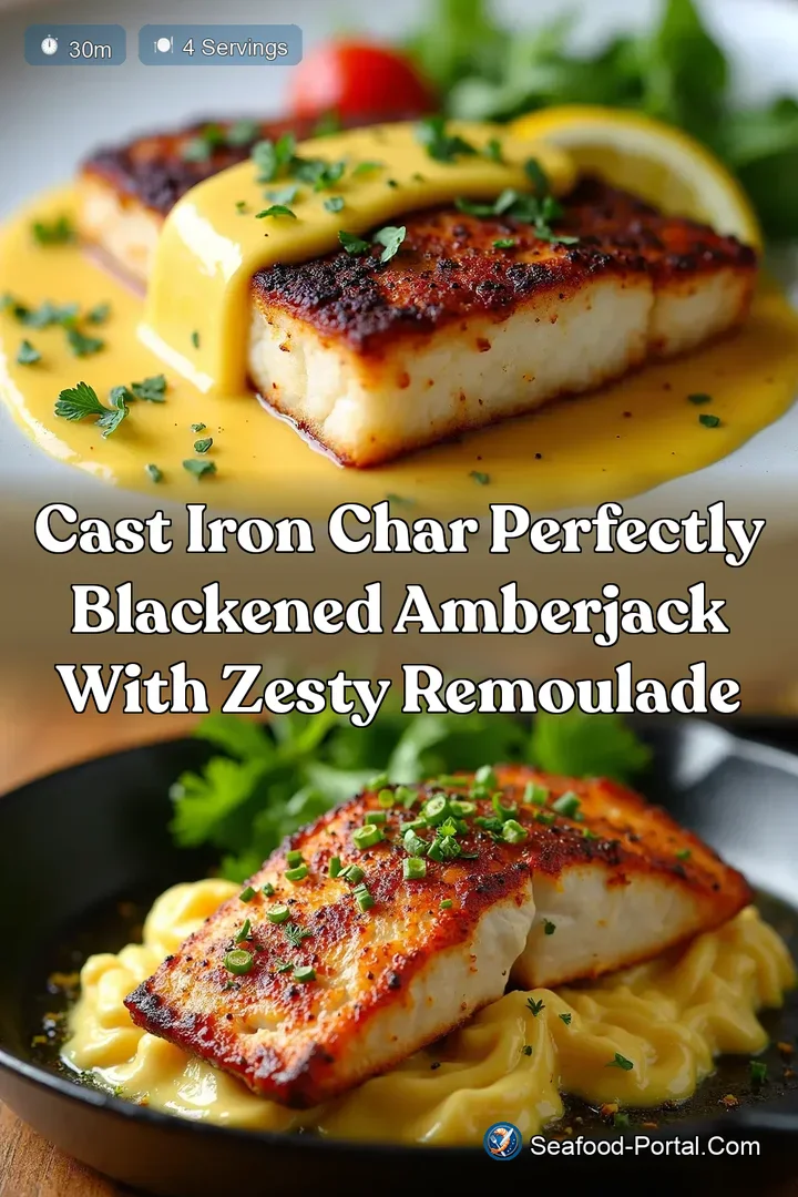 Cast Iron Char Perfectly Blackened Amberjack with Zesty Remoulade