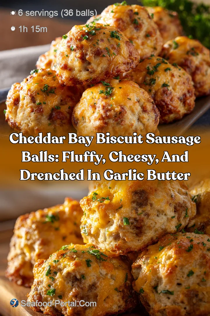 Cheddar Bay Biscuit Sausage Balls: Fluffy Cheesy and Drenched in Garlic Butter