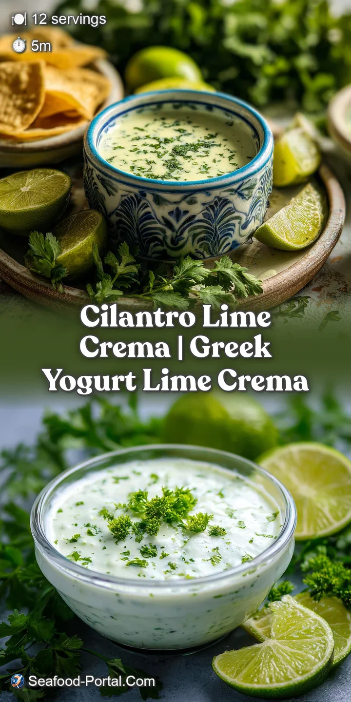 Close-up showcasing the vibrant specks of cilantro in the lime crema. Notice the glossy, slightly thick, and smooth texture.