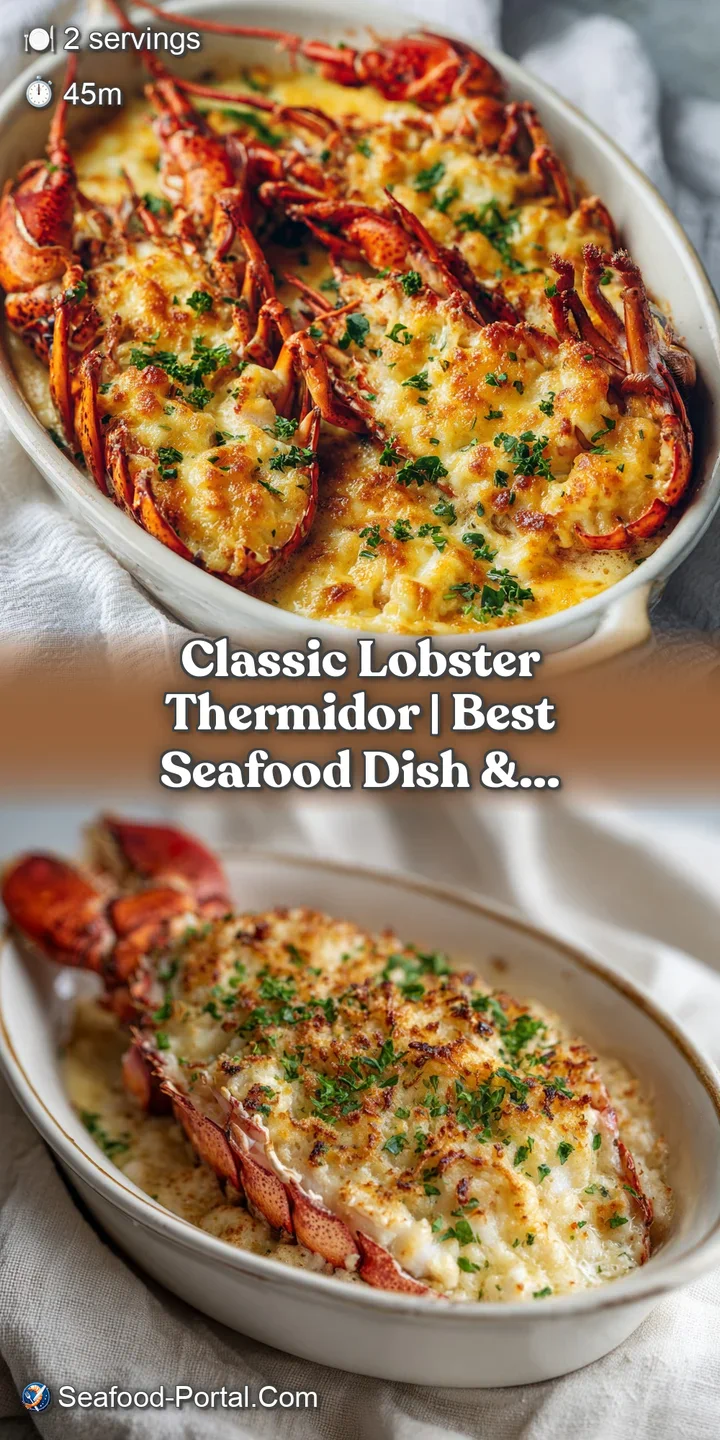 Close-up of succulent lobster thermidor, showcasing its creamy texture and vibrant red-orange hues.