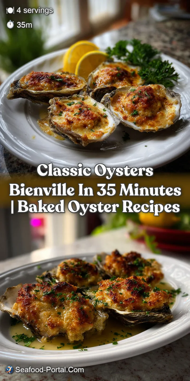 Close-up of a sizzling oyster Bienville, creamy sauce bubbling around the edge, with a hint of toasted breadcrumbs.