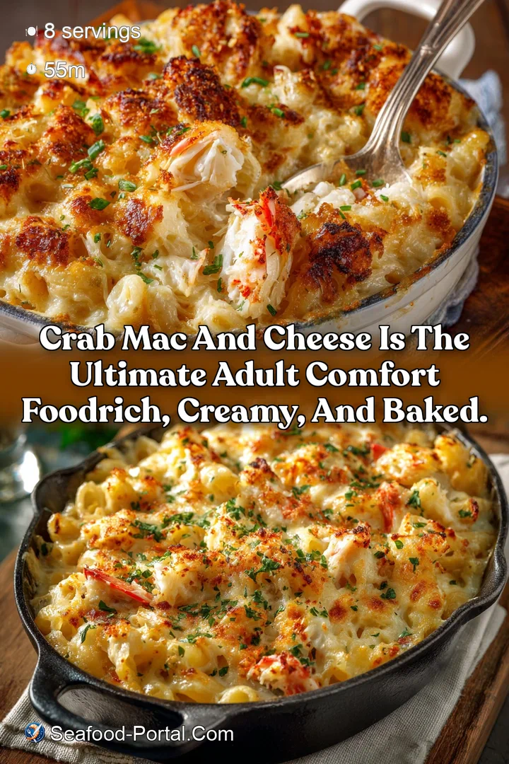 Crab Mac and Cheese is the ultimate adult comfort foodrich creamy and baked.