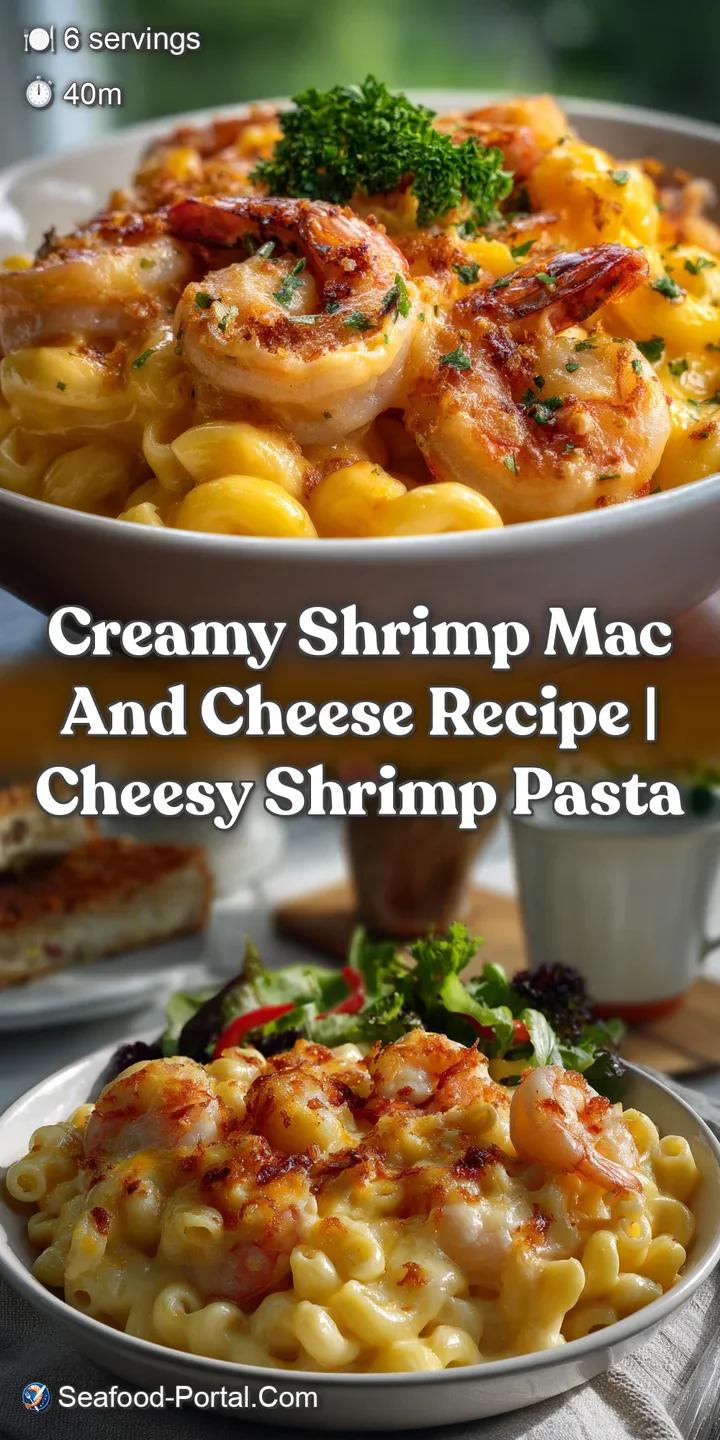 Close-up of a forkful of creamy mac and cheese, revealing tender shrimp and the gooey, melted Gruy&egrave;re. The dish looks incr...