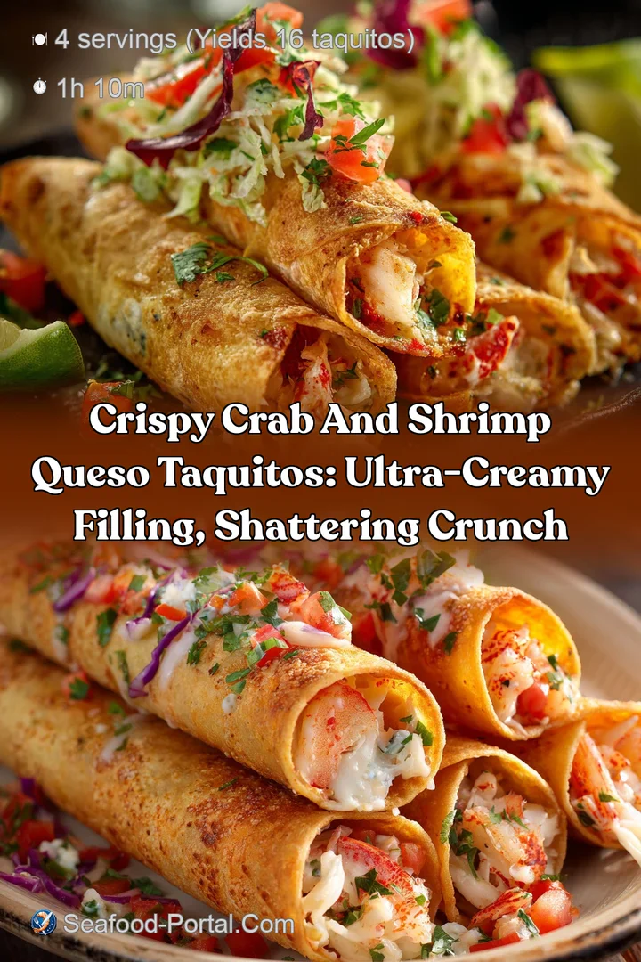 Crispy Crab And Shrimp Queso Taquitos: Ultra-Creamy Filling Shattering Crunch