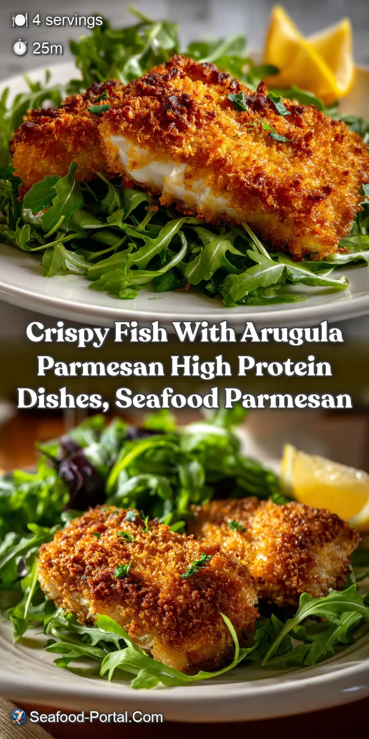 Crispy Fish with Arugula Parmesan High Protein Dishes Seafood Parmesan