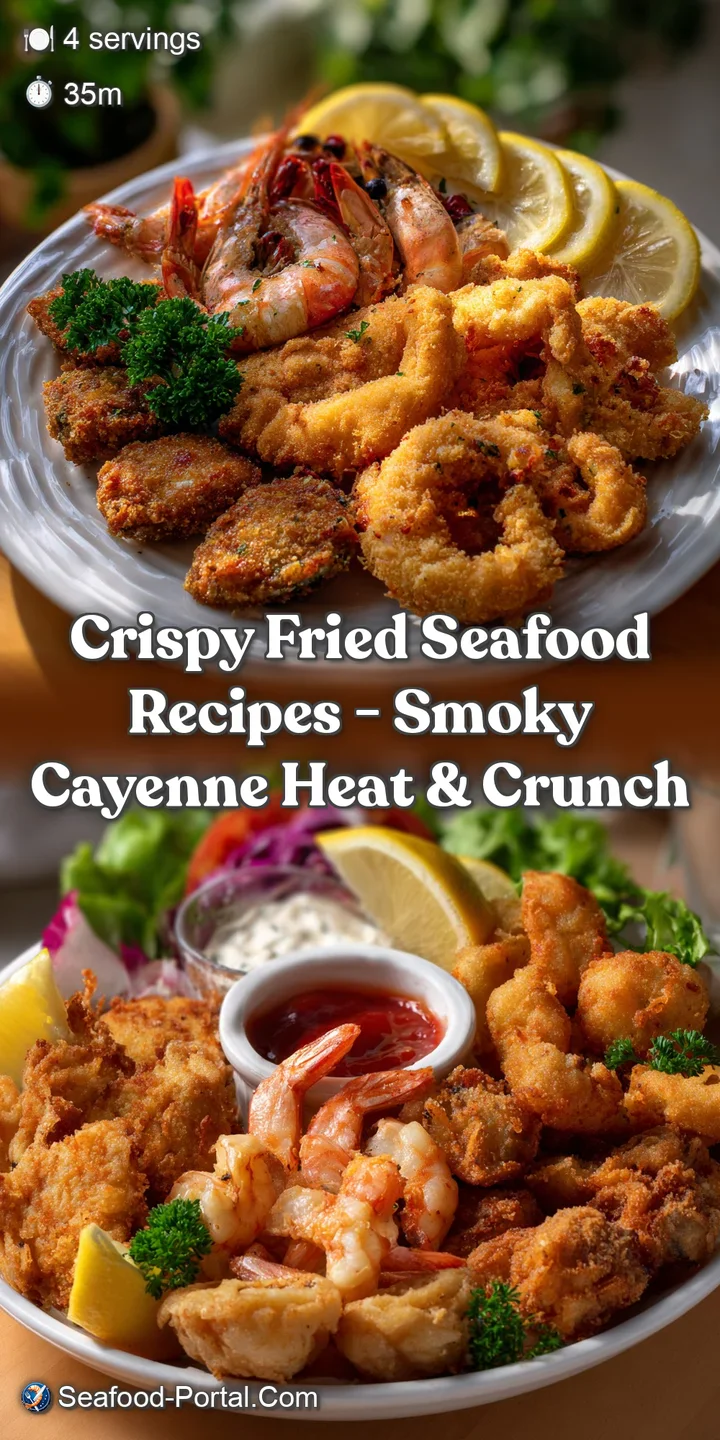 Close-up shot of glistening, fried seafood with incredible crunch. Notice the rich golden-brown hues and light, airy textu...