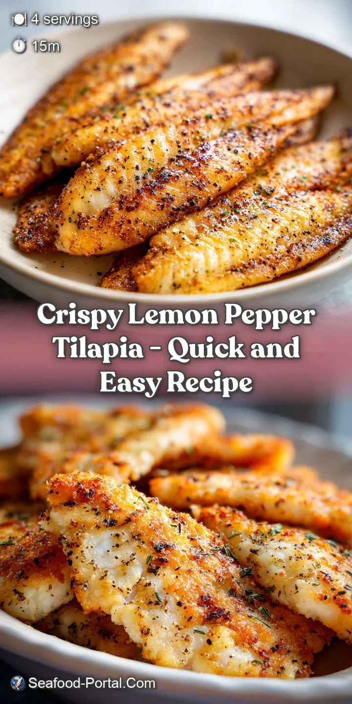 Extreme close-up of a flaky, golden-brown fish fillet with visible cracked black pepper and glistening lemon juice.