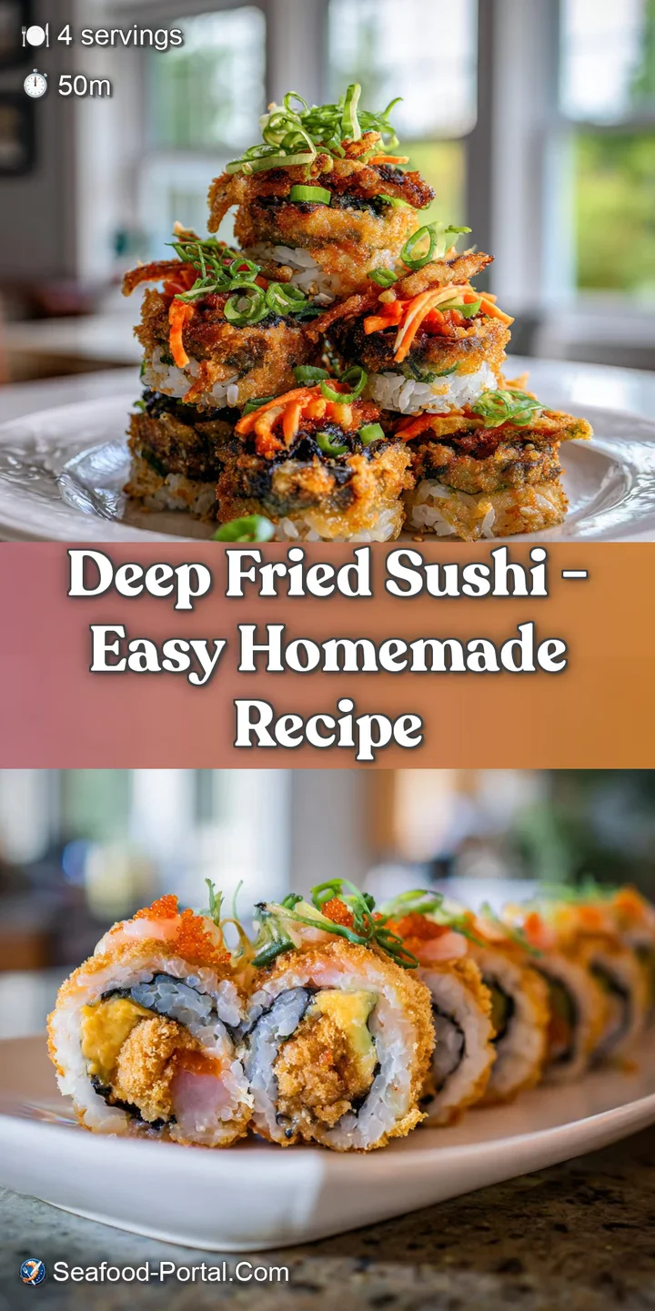 Close-up of a shatteringly crisp tempura-battered sushi roll, revealing tender interior and savory toppings.