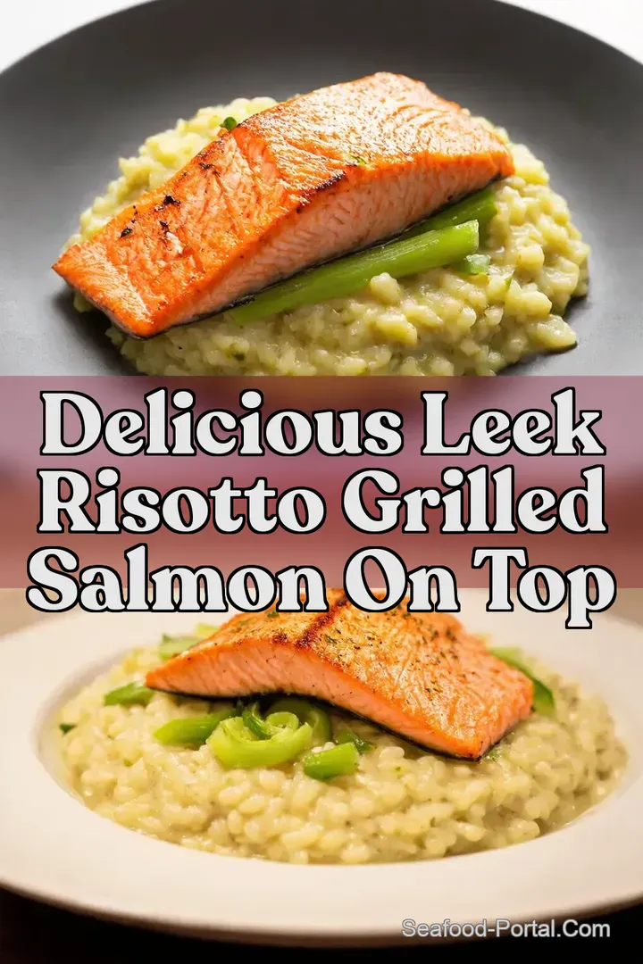 Delicious Leek Risotto Grilled Salmon on Top