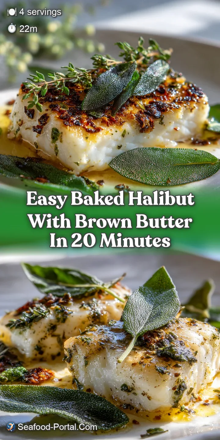 Close-up shot of tender halibut. Brown butter sauce pools, offering richness. Flecks of parsley add freshness.