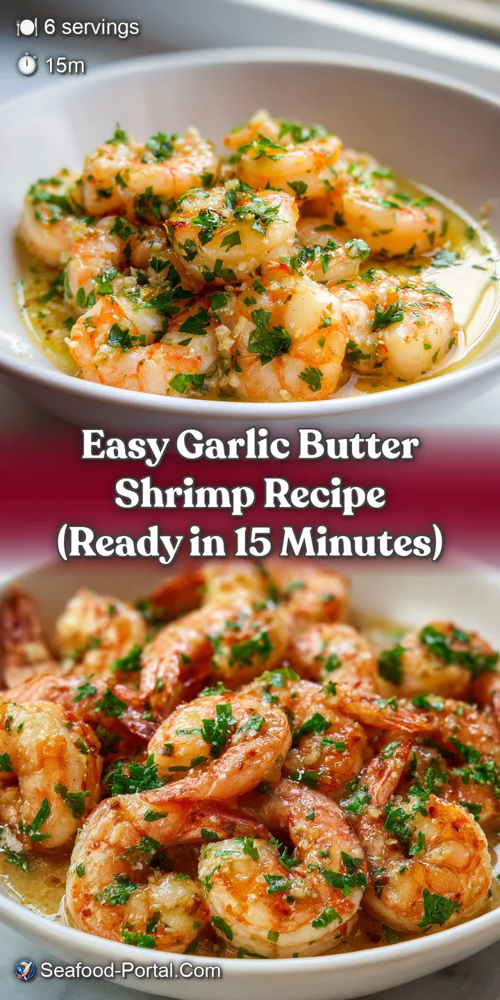 Close-up of a tender, glistening shrimp coated in golden butter and toasted garlic bits, steaming and succulent