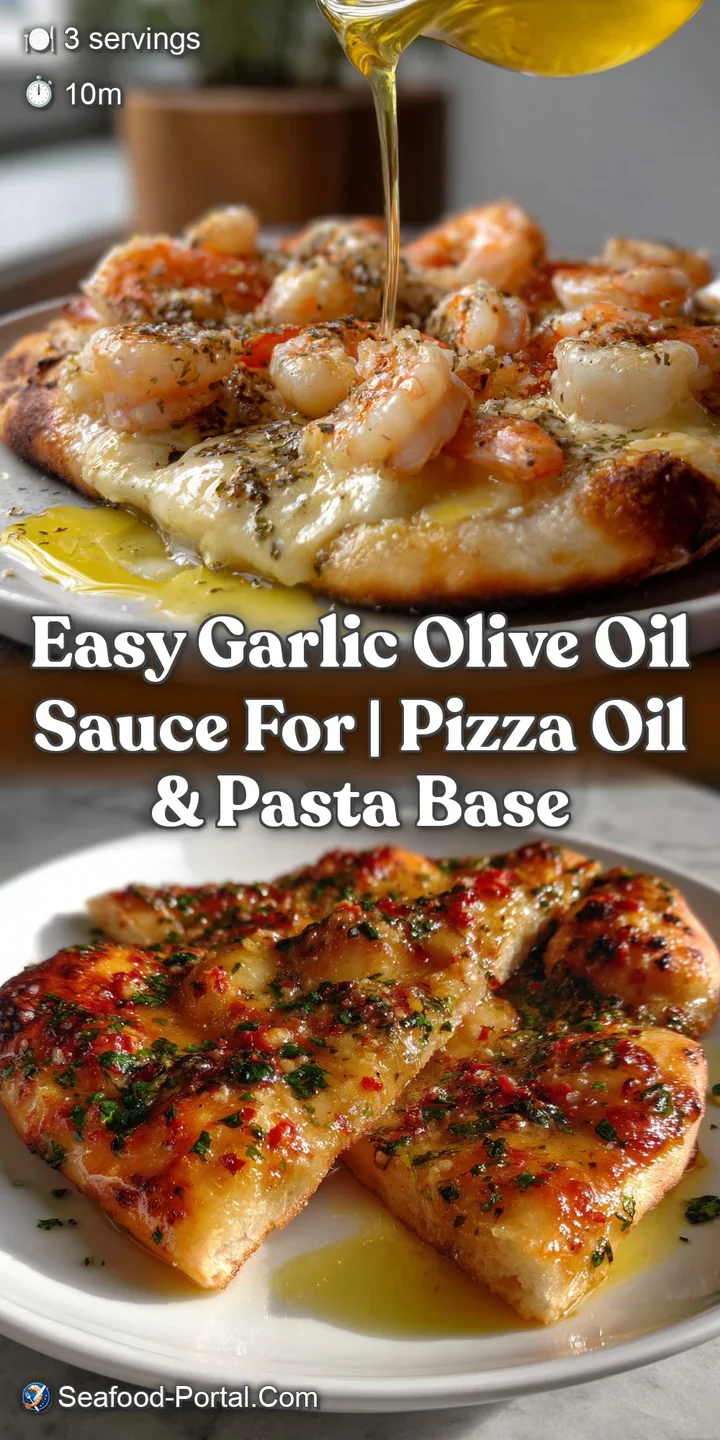 Close-up of bubbling, golden olive oil pooling around the edges of a pizza, with crispy, browned garlic cloves visible.