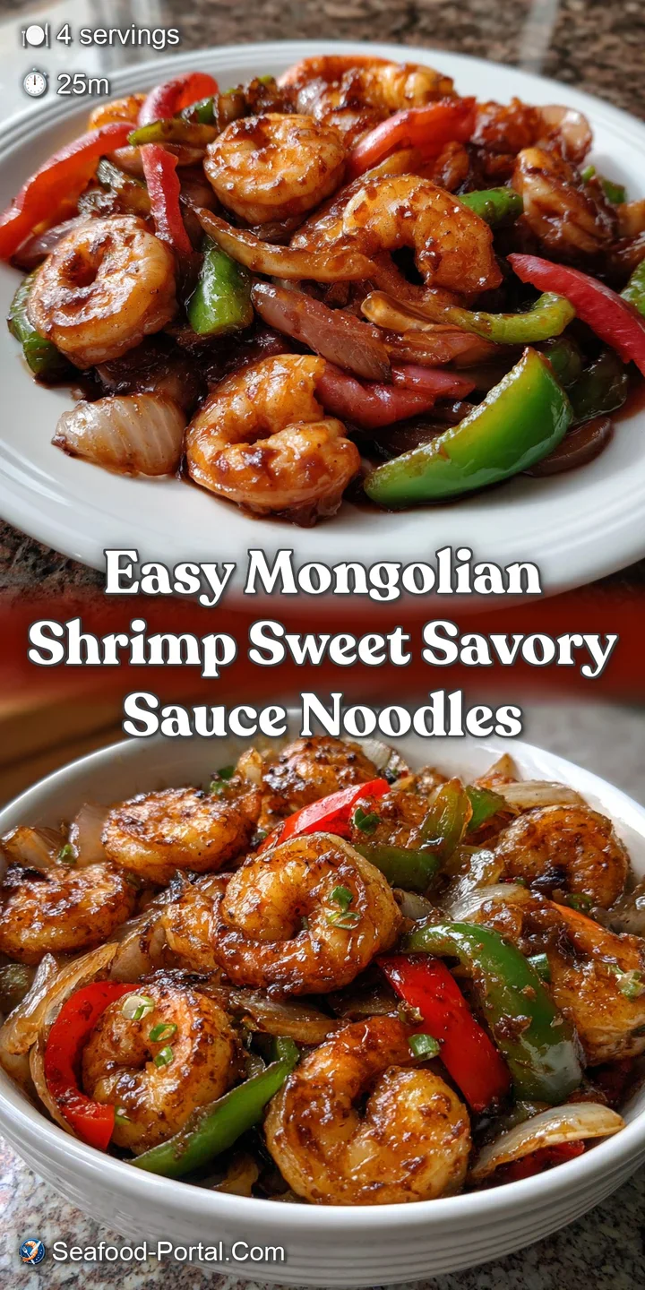 Easy Mongolian Shrimp Sweet Savory Sauce Noodles