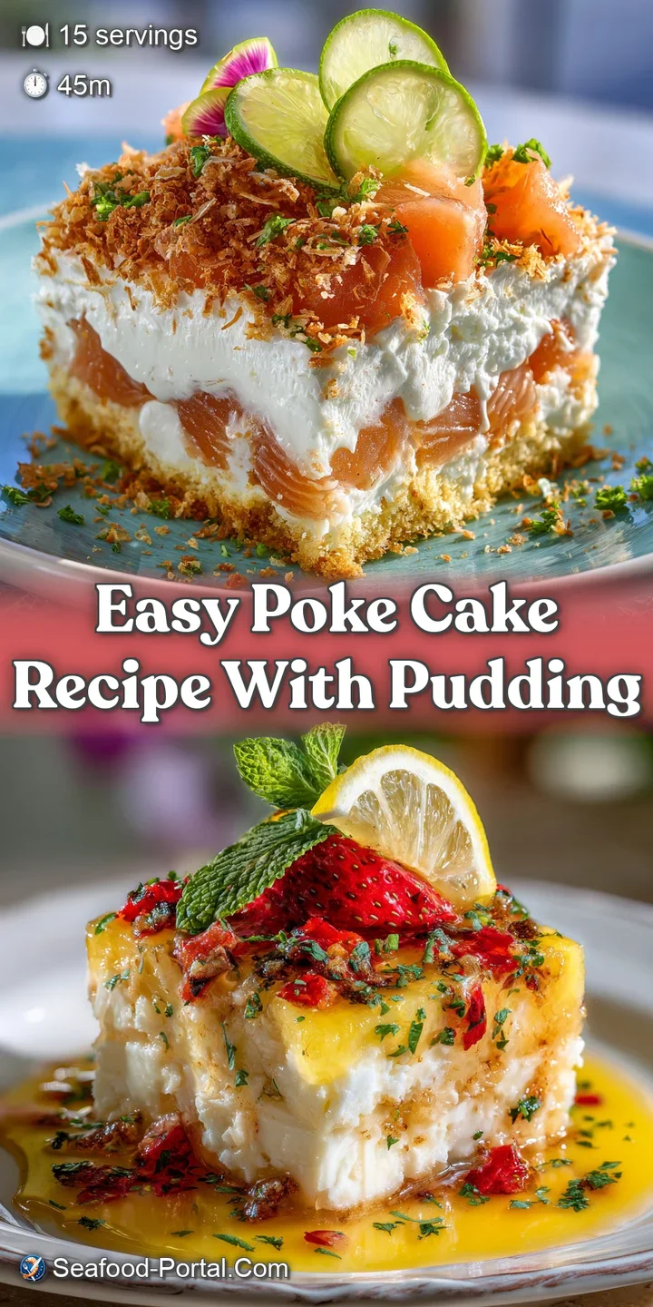 Close-up of soft poke cake soaking into cream and topped with sprinkles. Light, airy, dessert perfection.