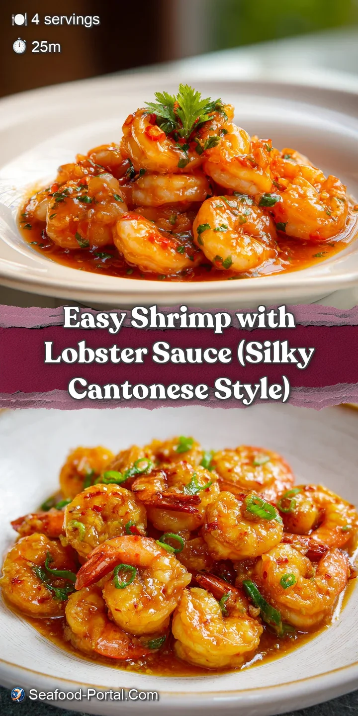 Close-up of succulent shrimp coated in a luscious, glossy brown sauce, flecked with fresh green scallions. Looks incredibl...