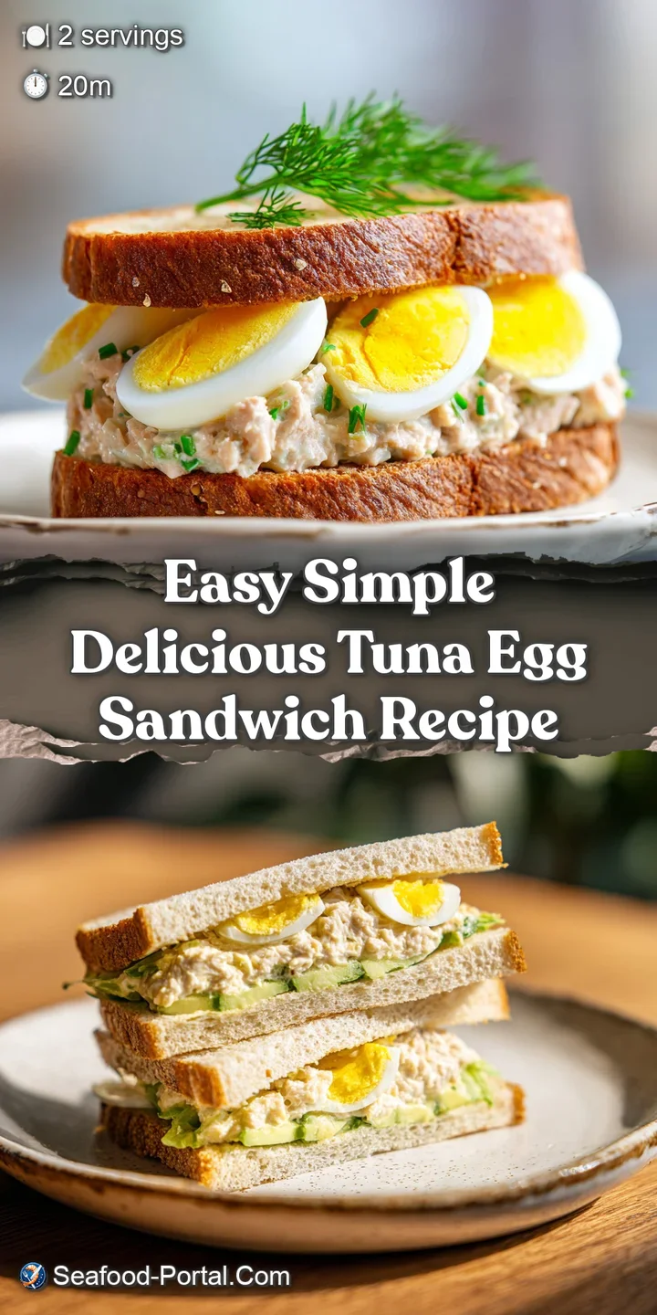 Close-up of a tuna egg sandwich highlighting the flaky tuna, creamy egg, and crunchy celery in a soft bread slice.