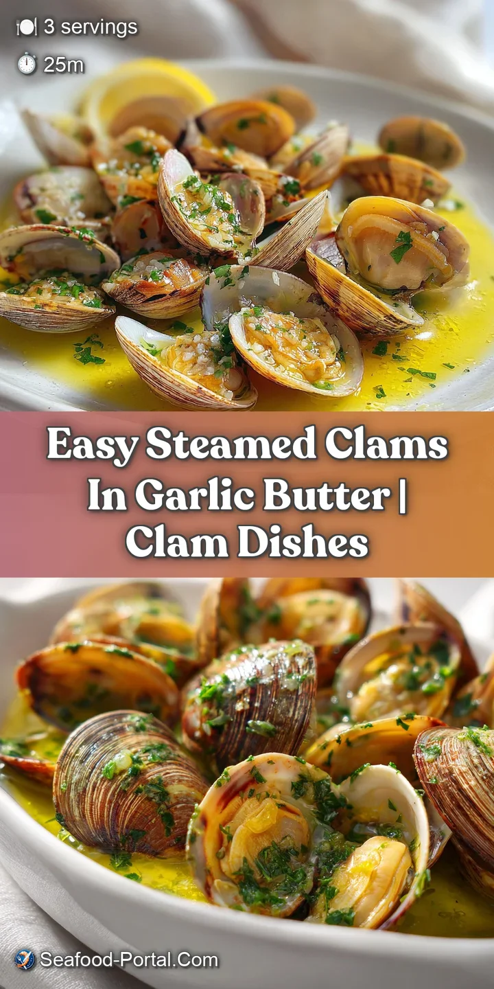Close-up of plump, juicy clams glistening with a rich garlic butter sauce, hints of herbaceous parsley, an appetizing and ...