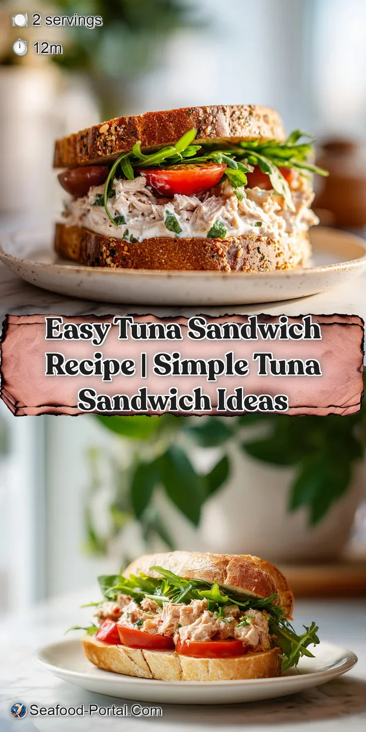 Close-up of a creamy tuna salad sandwich, revealing textures of flaked fish and fresh greens.