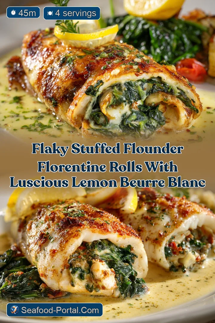 Flaky Stuffed Flounder Florentine Rolls with Luscious Lemon Beurre Blanc