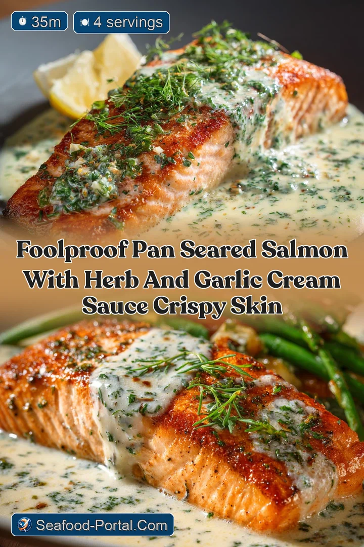 Foolproof Pan Seared Salmon with Herb and Garlic Cream Sauce Crispy Skin