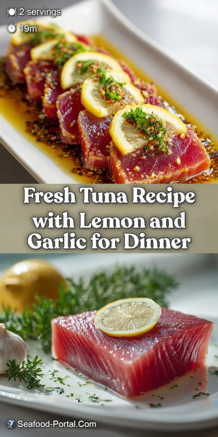 Close-up of tender tuna, glistening with a light sauce and flecked with herbs, offering a preview of the simple, flavorful...