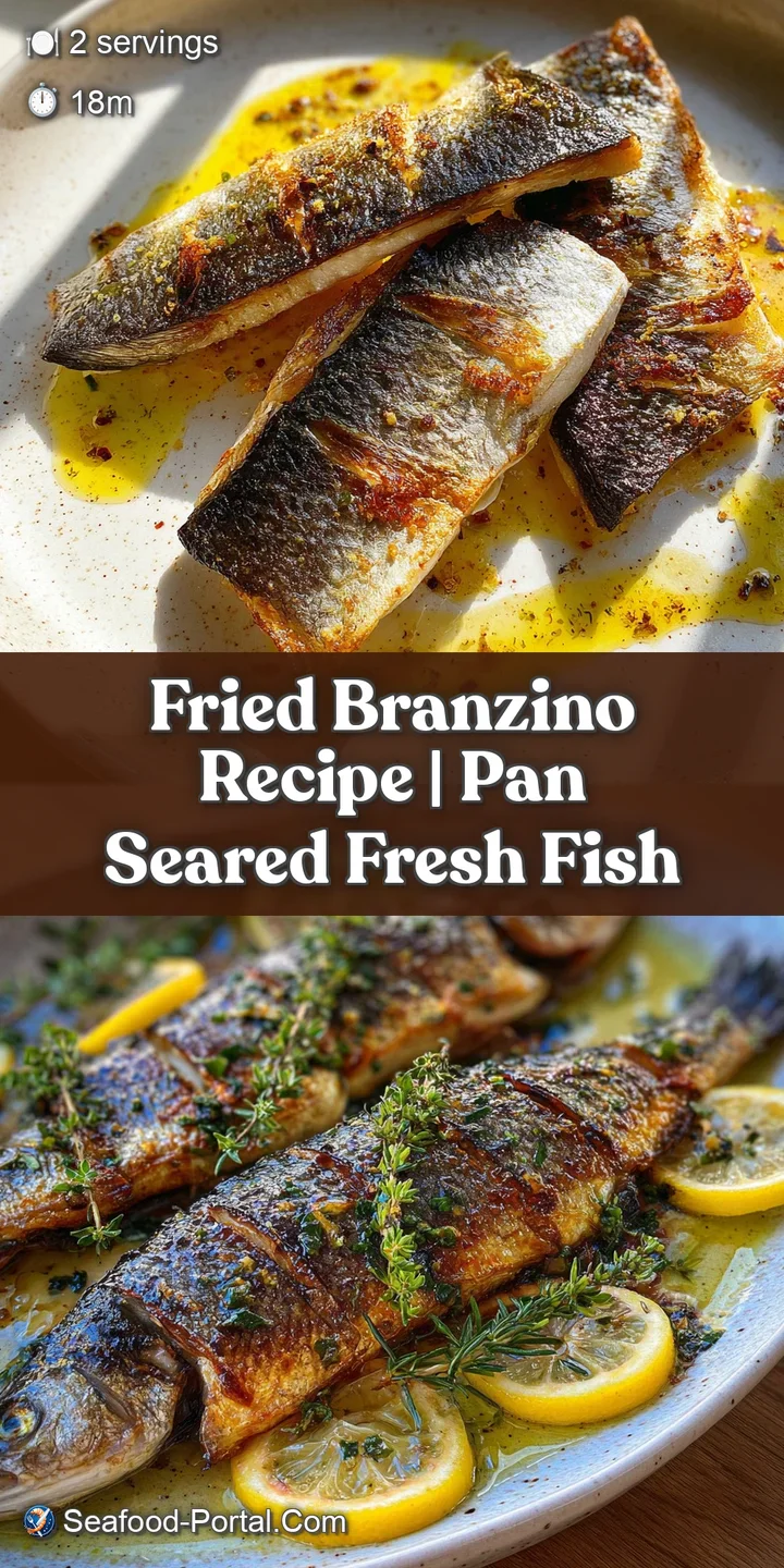 Close-up of perfectly pan-fried branzino. Bubbled and blistered skin shows its extreme crispness. Glistening with savory o...