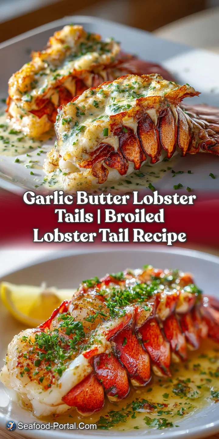 Close-up reveals the succulent, steaming lobster meat, saturated in fragrant garlic butter, with browned edges from the br...