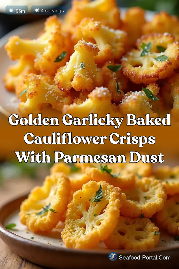 Golden Garlicky Baked Cauliflower Crisps with Parmesan Dust