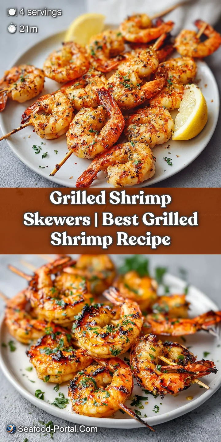 Close-up of perfectly grilled shrimp with smoky char marks, plump and tender, glistening under warm light.