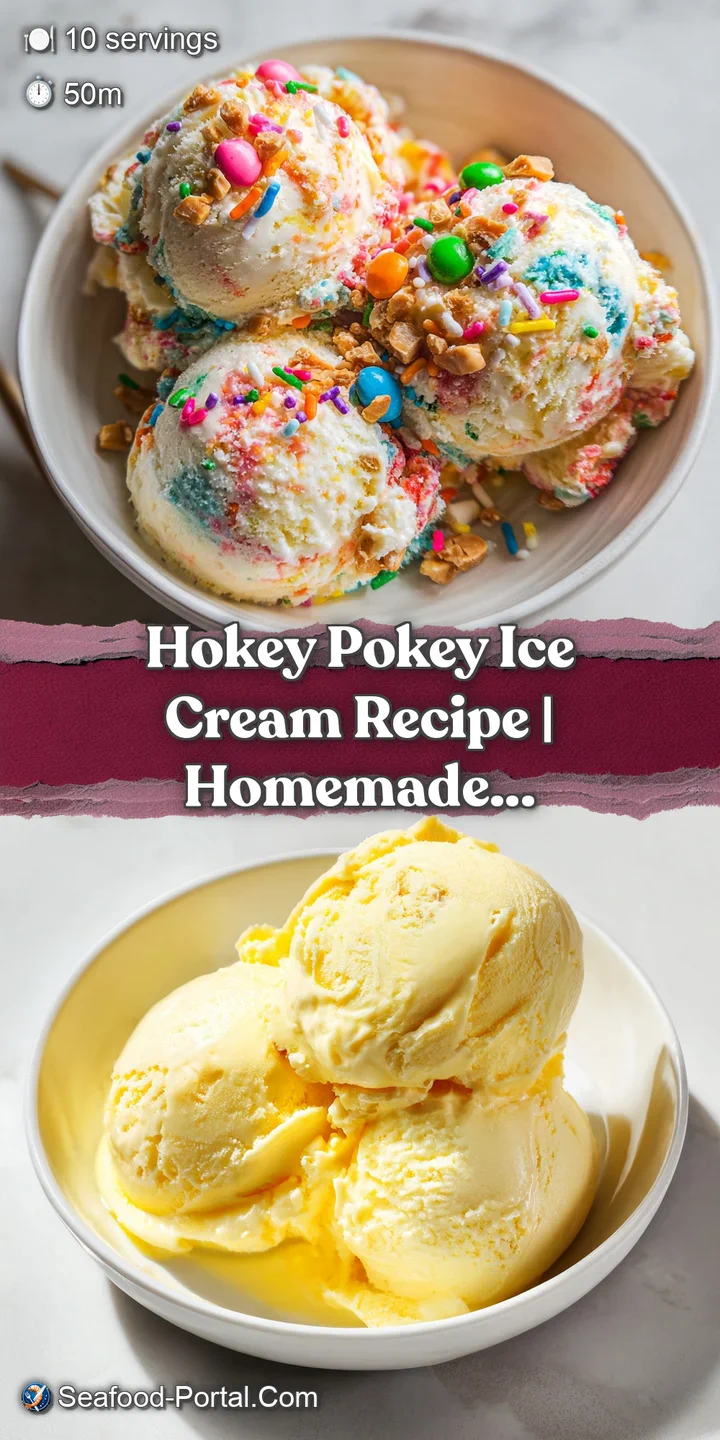 Close-up of Hokey Pokey ice cream; visible honeycomb candy pieces and creamy, slightly melted texture give it a decadent a...