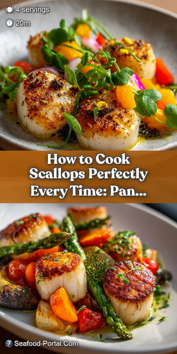 Appetizing close-up of perfectly seared scallops, highlighting their tender, opaque centers and delicious, browned exterior.