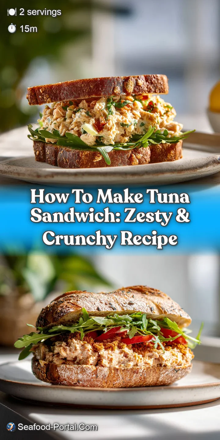 Close-up of a tuna sandwich, highlighting the flaky tuna, creamy mayonnaise, and toasted bread texture, creating an appeti...