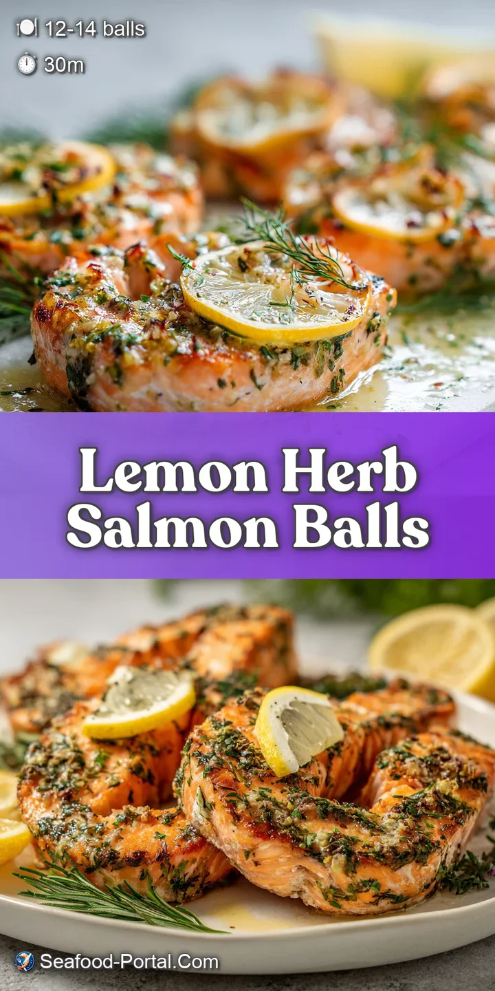 Close-up of a moist salmon ball, flecked with herbs and citrus, glistening with a light sauce, inviting to taste.