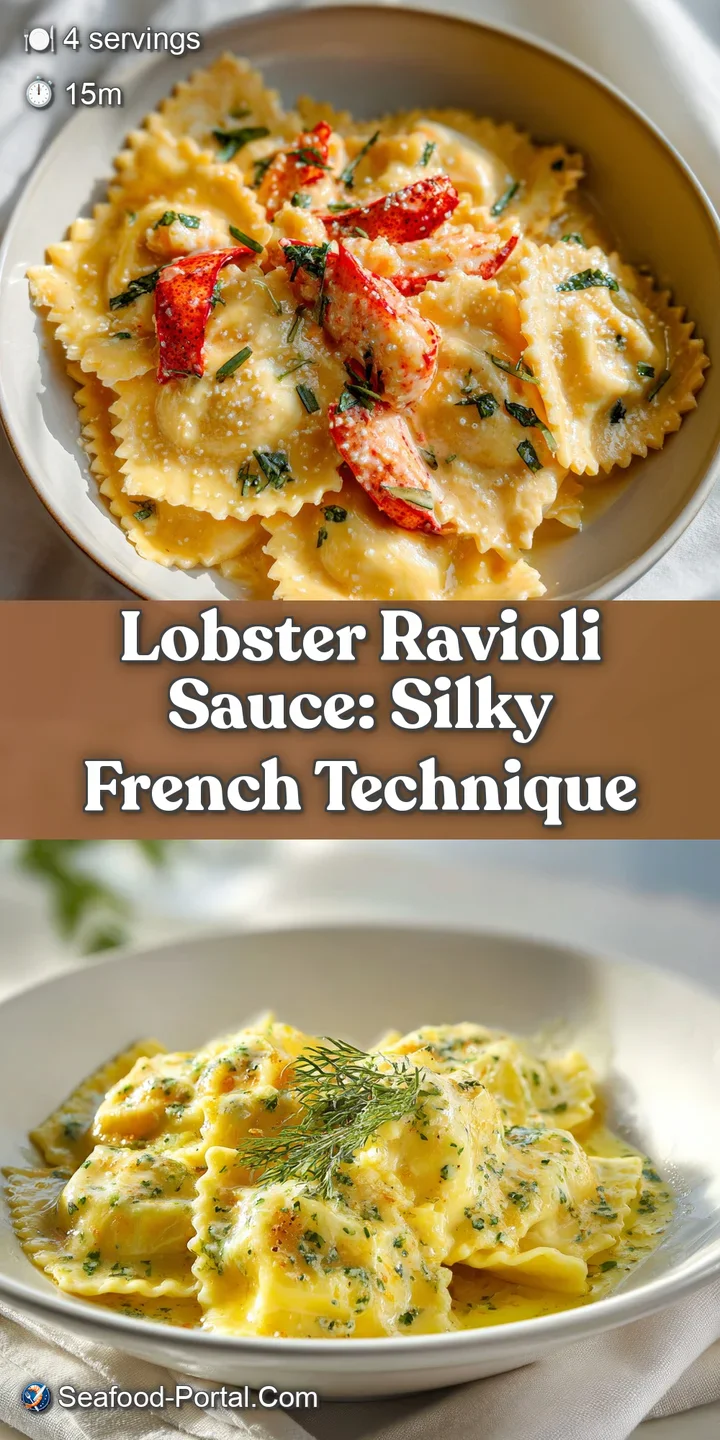 Close-up capturing the creamy texture and vibrant colors of lobster ravioli smothered in a delectable, rich sauce.