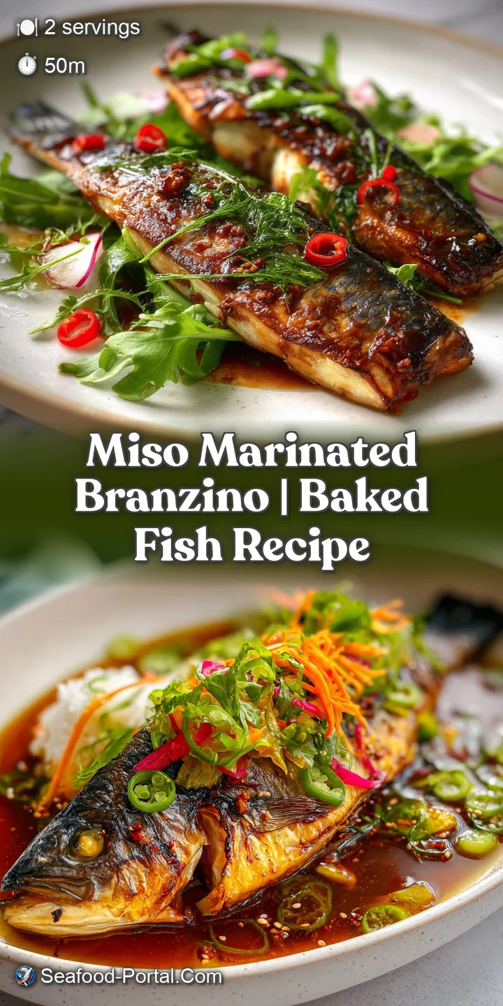 Close-up of flaky, moist branzino with a shatteringly crisp, dark-golden crust. Hints of miso glaze add a rich, savory vis...