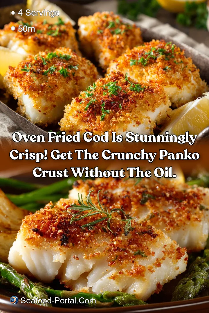 Oven Fried Cod is stunningly crisp! Get the crunchy Panko crust without the oil.