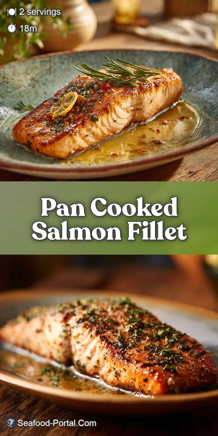 Close-up capturing the flaky texture of cooked salmon, its crisped skin, and a glistening pat of butter melting on top to ...