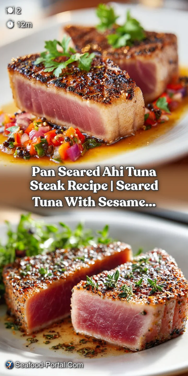 Close-up of perfectly seared ahi tuna, revealing a deep pink center and caramelized crust, hinting at its tender texture.