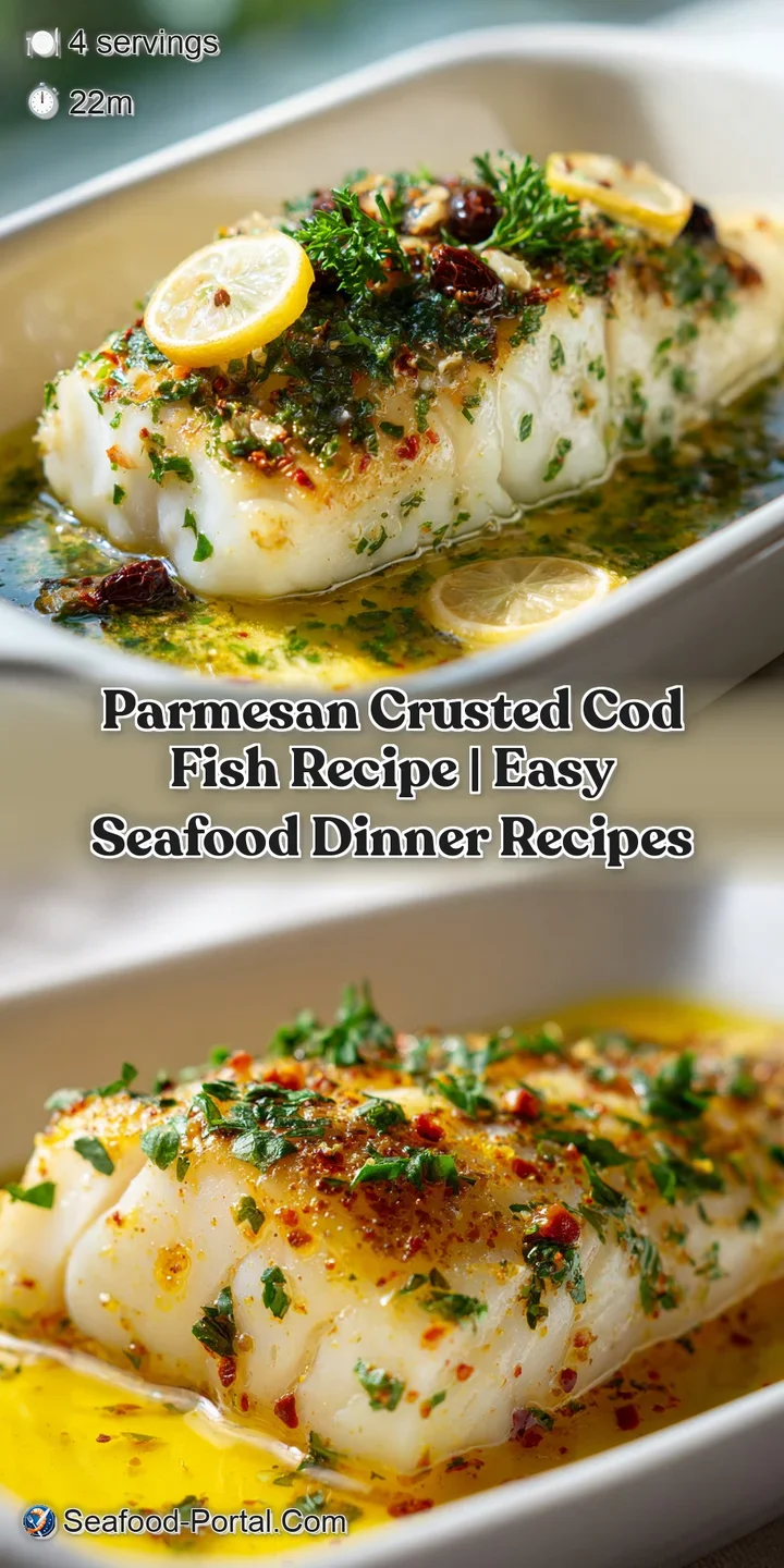 Close-up of a tender cod fillet with a golden, seasoned crust, showcasing its flaky texture and savory aroma.