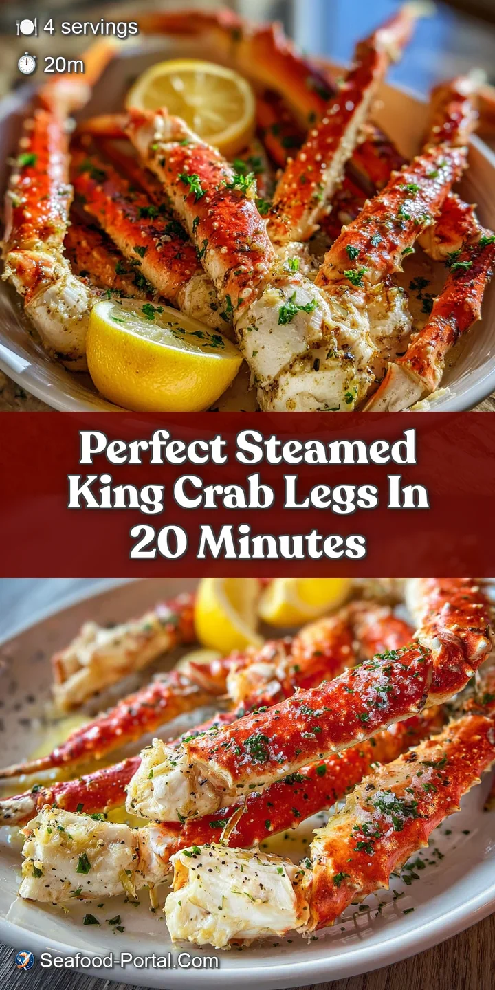 Close up of juicy, steamed king crab leg. Cracks expose tender white meat, inviting a bite. Steaming, a seafood feast!