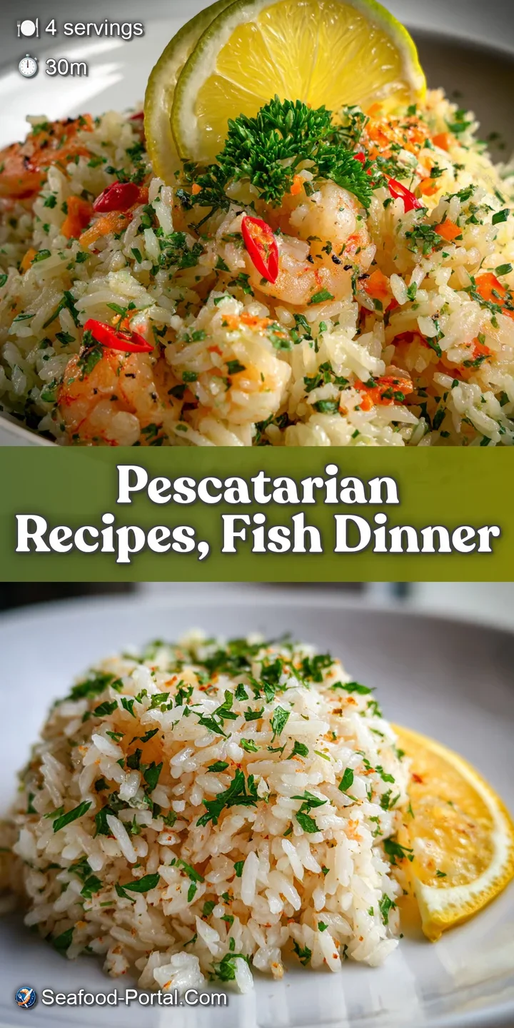 Close-up of light and airy lemon herb rice showing individual grains infused with vibrant herbs and flecks of bright citru...