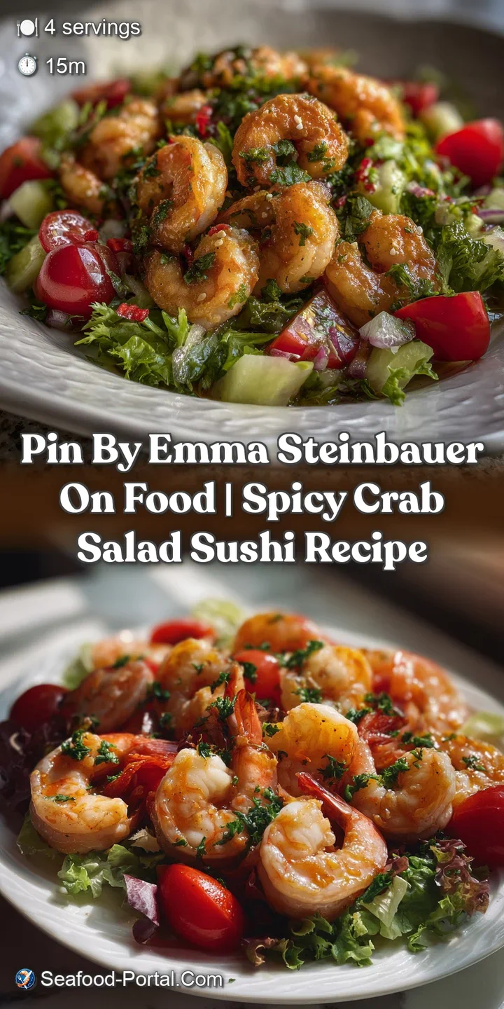 Close-up of a spicy crab sushi roll revealing the textures: tender crab, creamy avocado, and sushi rice with a glistening ...