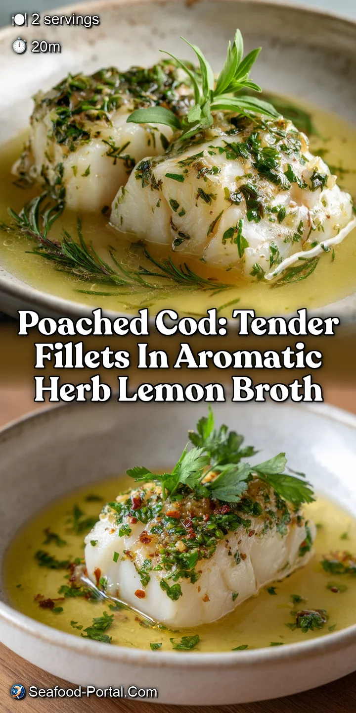 Poached Cod: Tender Fillets in Aromatic Herb Lemon Broth
